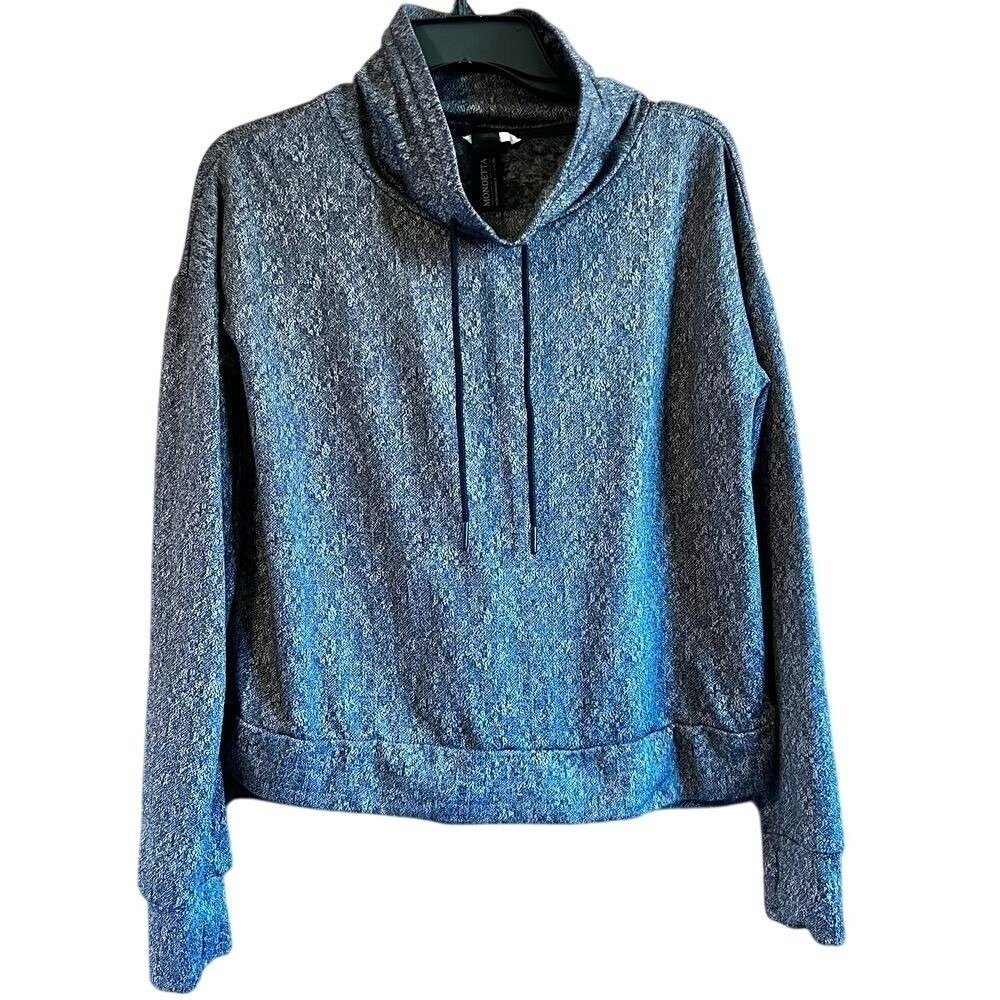 Mondetta Performance Luxury Women Medium Black Gray Cowl Neck Sweatshirt